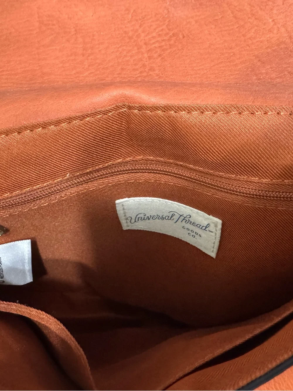 Universal Thread Cognac Textured Classic Flap Saddle Crossbody Striped Strap Bag